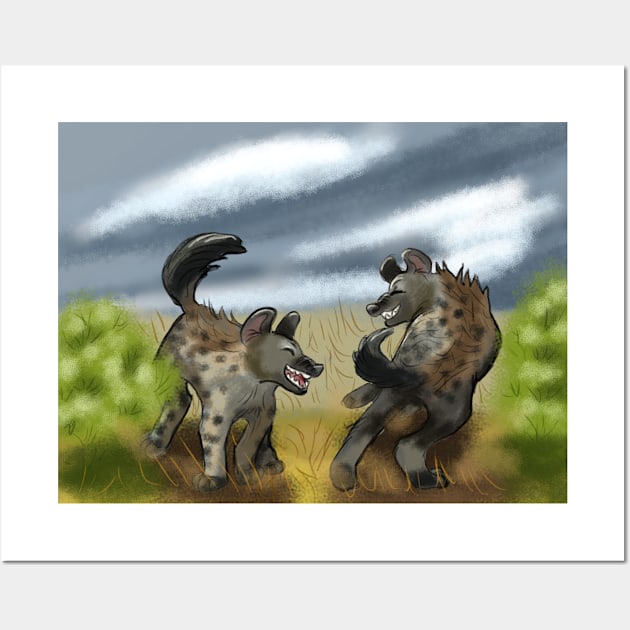 Hyena Cubs Playing Wall Art by chronicallycrafting